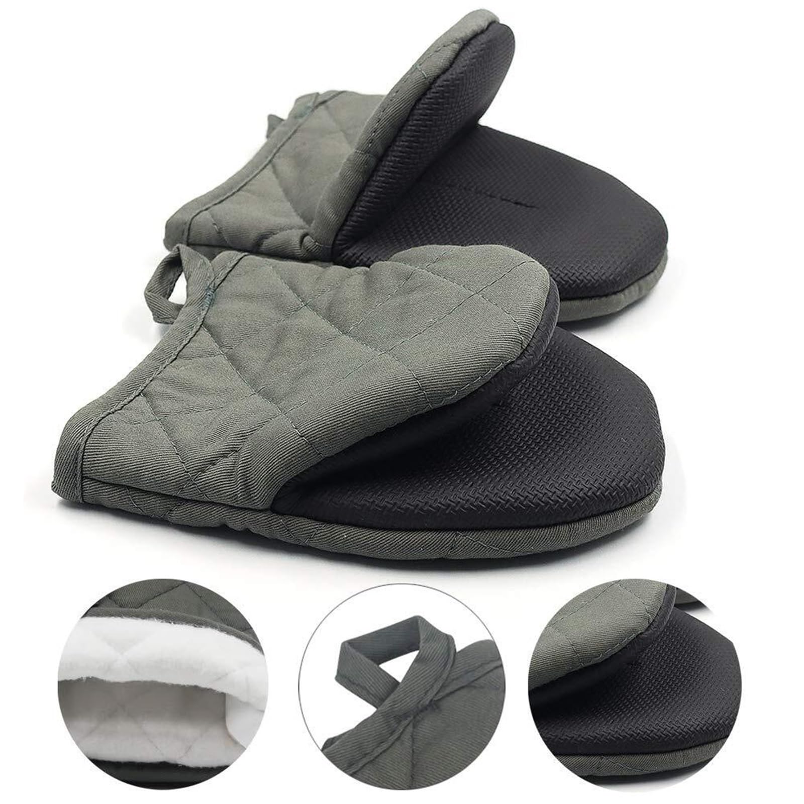 Gant Four Maniques Cuisine 1 Paire De Gants De Cuisine Courts avec Surface Antidérapante Et Boucle De Suspension Gant Cuisine(G)