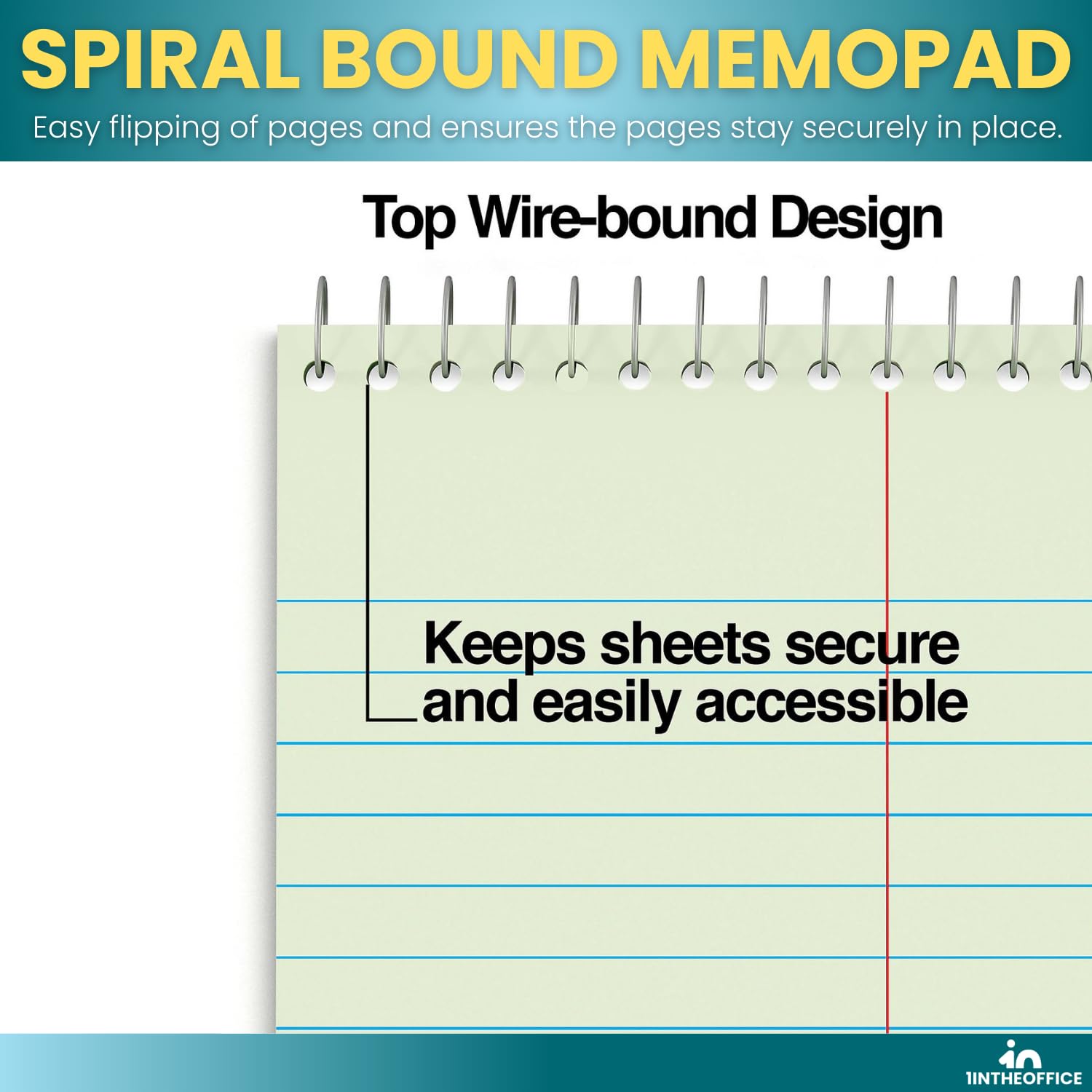 1InTheOffice Steno Pads 6x9, Steno Pads, Spiral Steno Pads, Gregg Rule, Green Tint, 6 x 9, 80 Sheets, 12 Pack - Image 5
