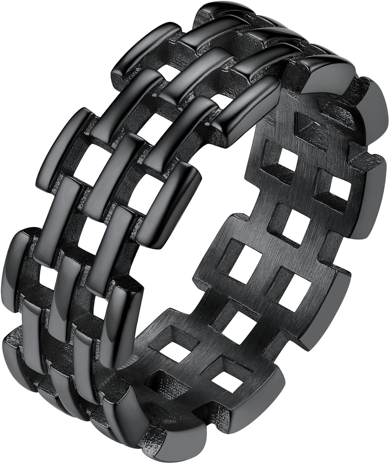 FindChic Cool Chain Link Rings Statement Rings for Men Women Stainless Steel/18K Gold Plated/Black Index Middle Knuckle Finger Hip Hop Rings Size 7 to 14 Couple Jewelry, with Gift Box|