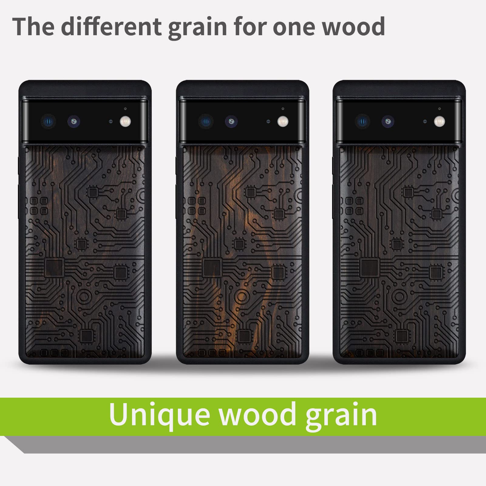 Carveit Funda De Compatible Con Google Pixel 6 Pro Carcasa [Madera Y Silicona Híbrido Funda] Absorción De Impacto Para Pixel 6 Pro Única Estético Carcasa (Nogal-Baphomet Del Manuscrito Antiguo