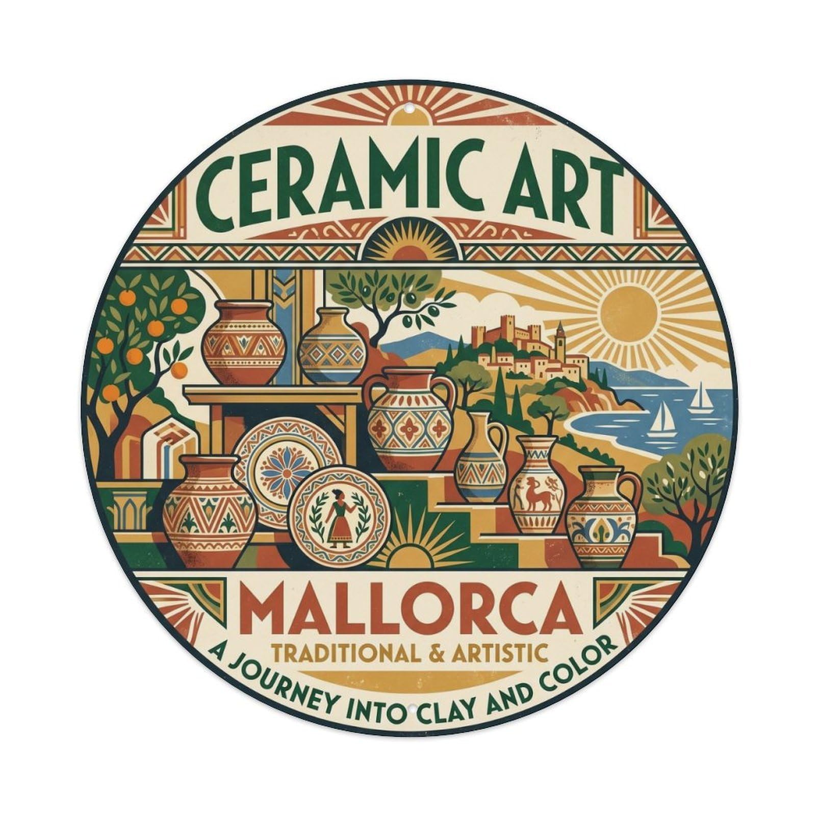 Mallorca Ceramic Craft Heritage Workshop Culture Kiln Metal Tin Sign