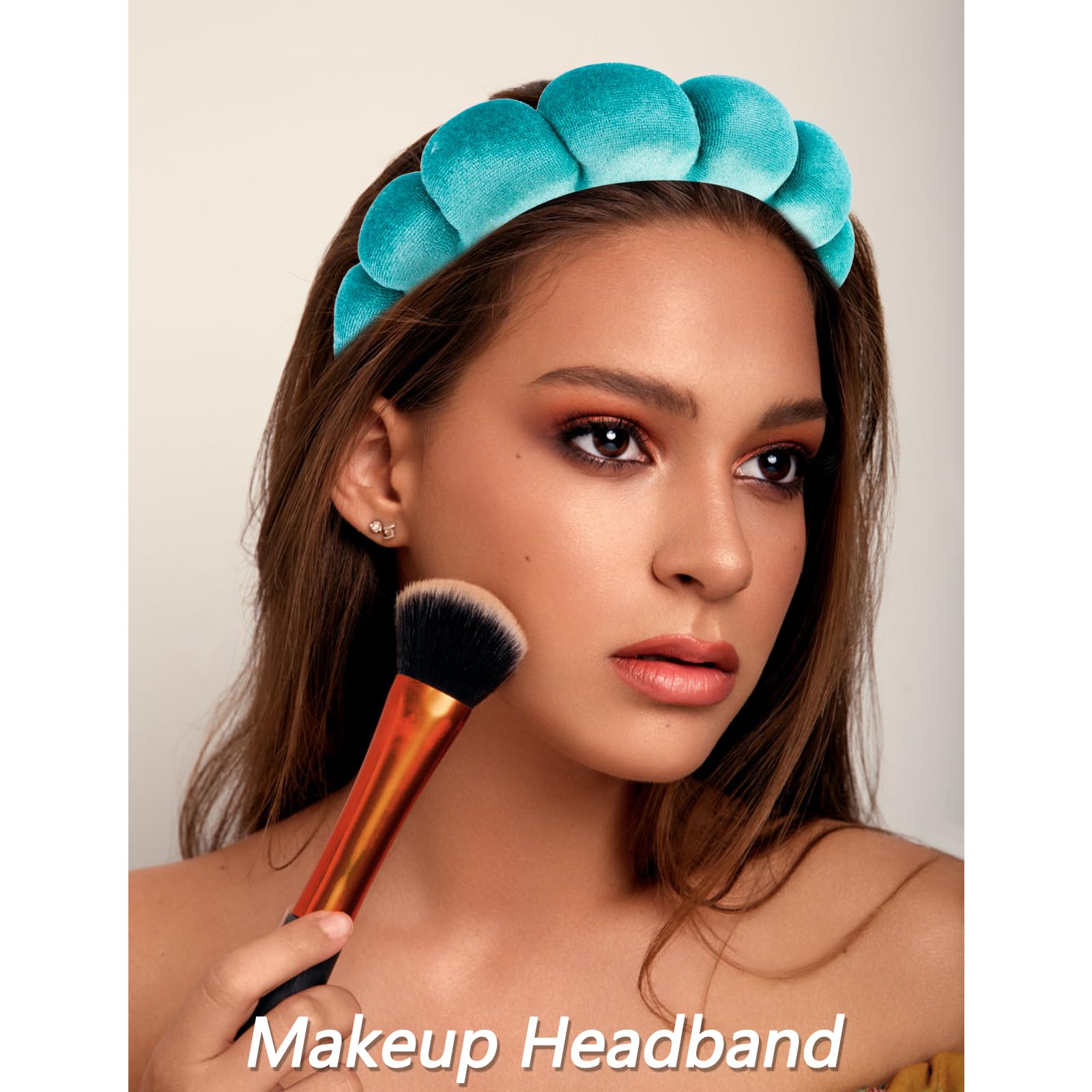VELSCRUN Fascia per capelli da spa, per il lavaggio del viso e la cura della pelle, 6 pezzi, verde colorato, papillon in spugna per prepararsi, set di braccialetti per il viso, roba per ragazze e