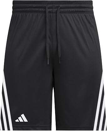 adidas Mens Performance 3-Stripes 7-Inch Shorts - Breathable Comfort for Training S Black-White