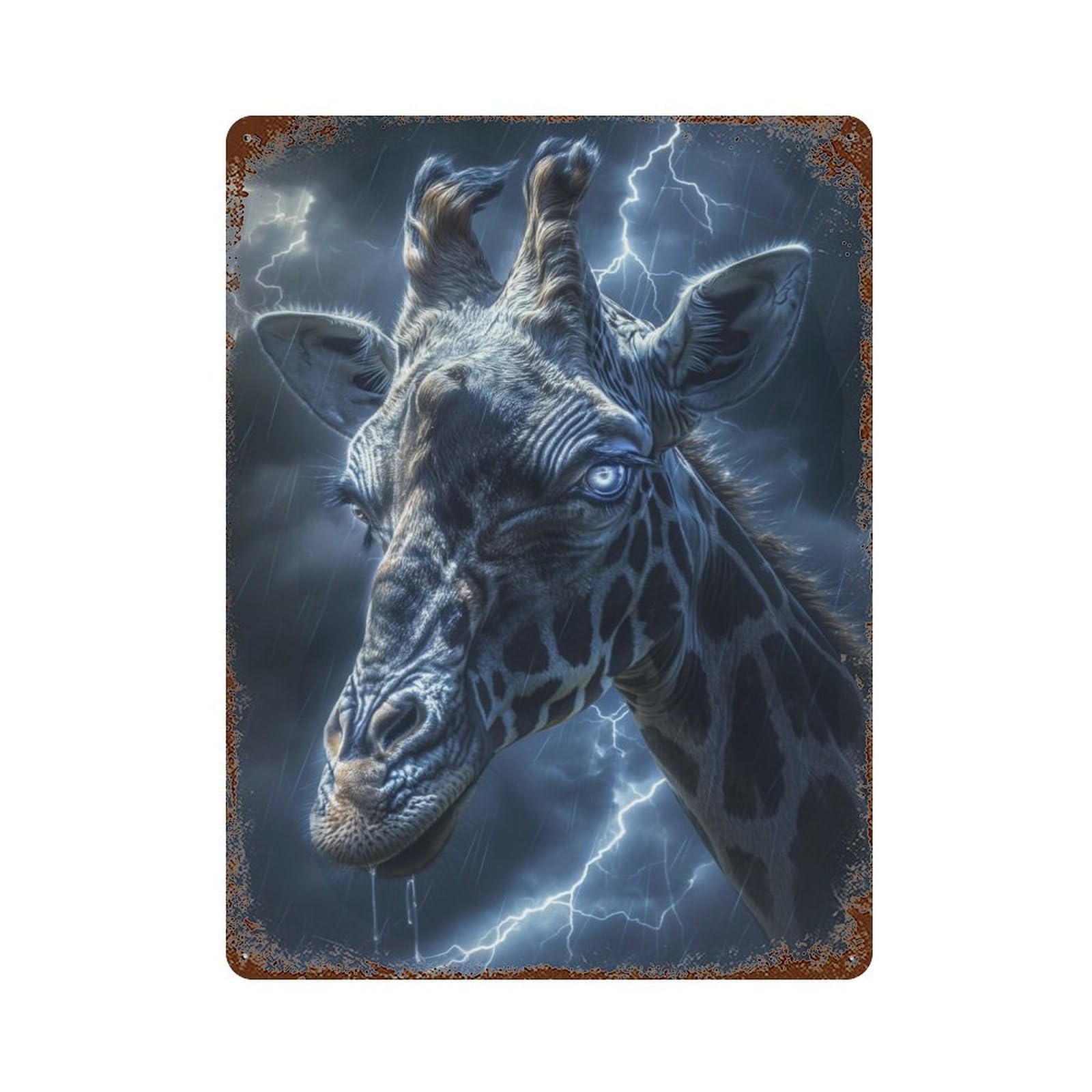 Retro Metal Sign with Giraffe Fairy Tale Fantasy Design 15.7"x11.8", for Living Room, Hallway And Home Decor, Vintage Wall Decor