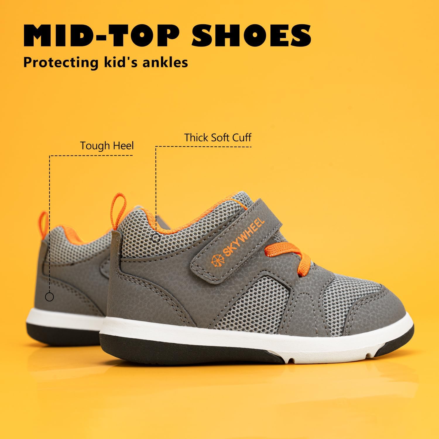 SKYWHEEL Toddler Boy Shoes Casual Sneakers for Everyday Wear with Hook and Loop Ankle Support Anti-Slip Breathable Mesh Upper Comfort Soft Sole Lightweight - Image 3