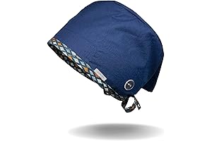 JaxKaps Harlequin Diamond Eyes Scrub Cap: Long Hair, Buttons, Sweatband