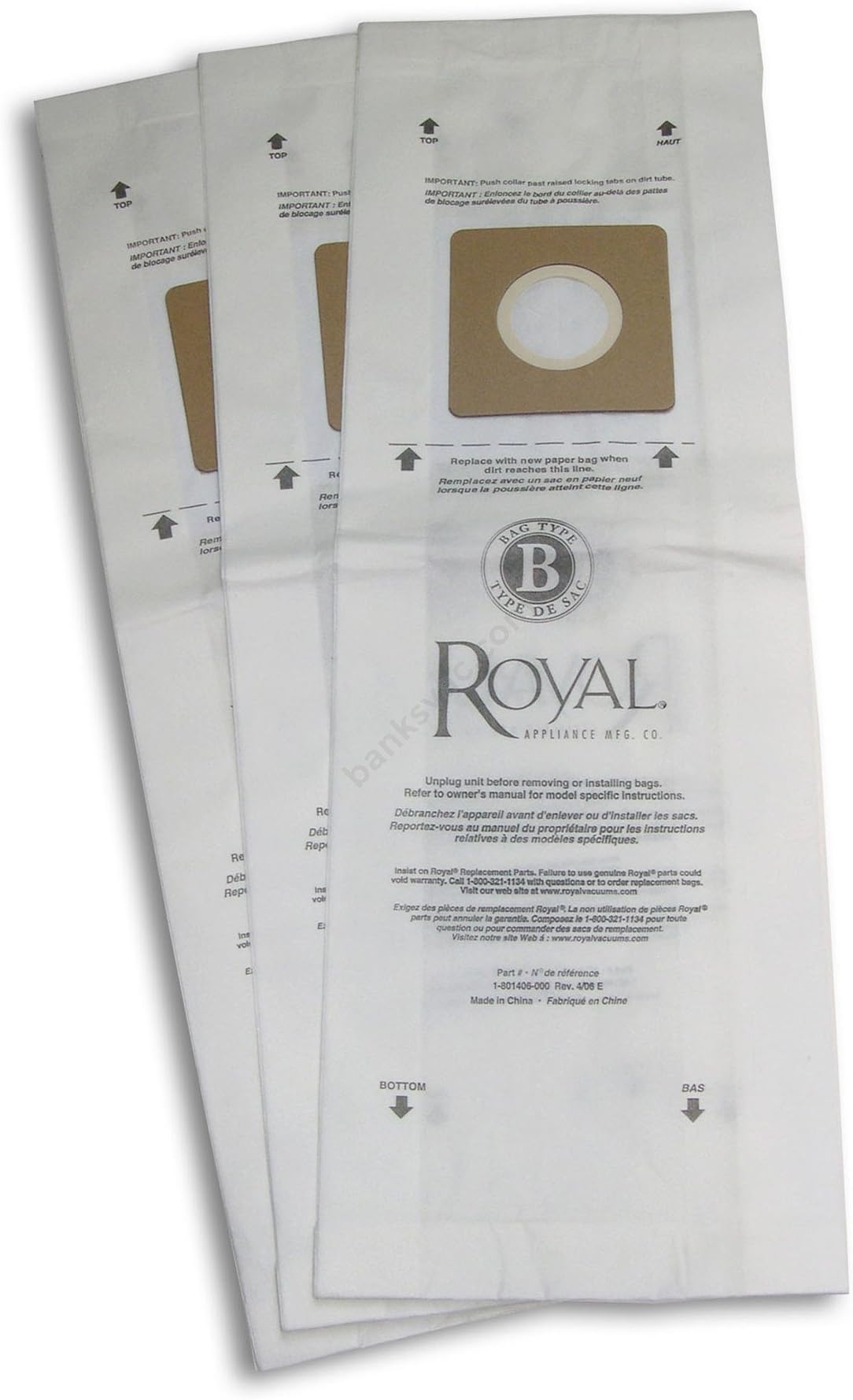 Royal Metal Upright Vacuum Bags Type B 10 Genuine Home