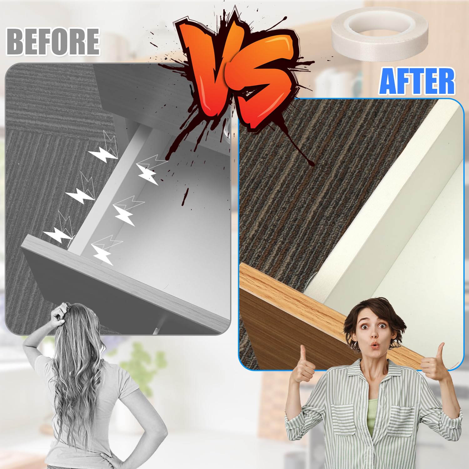 Cinta PTFE Para Muebles - 2 Rollos Anti-fricción (13mmx10m) - Elimina Ruidos De Cajones