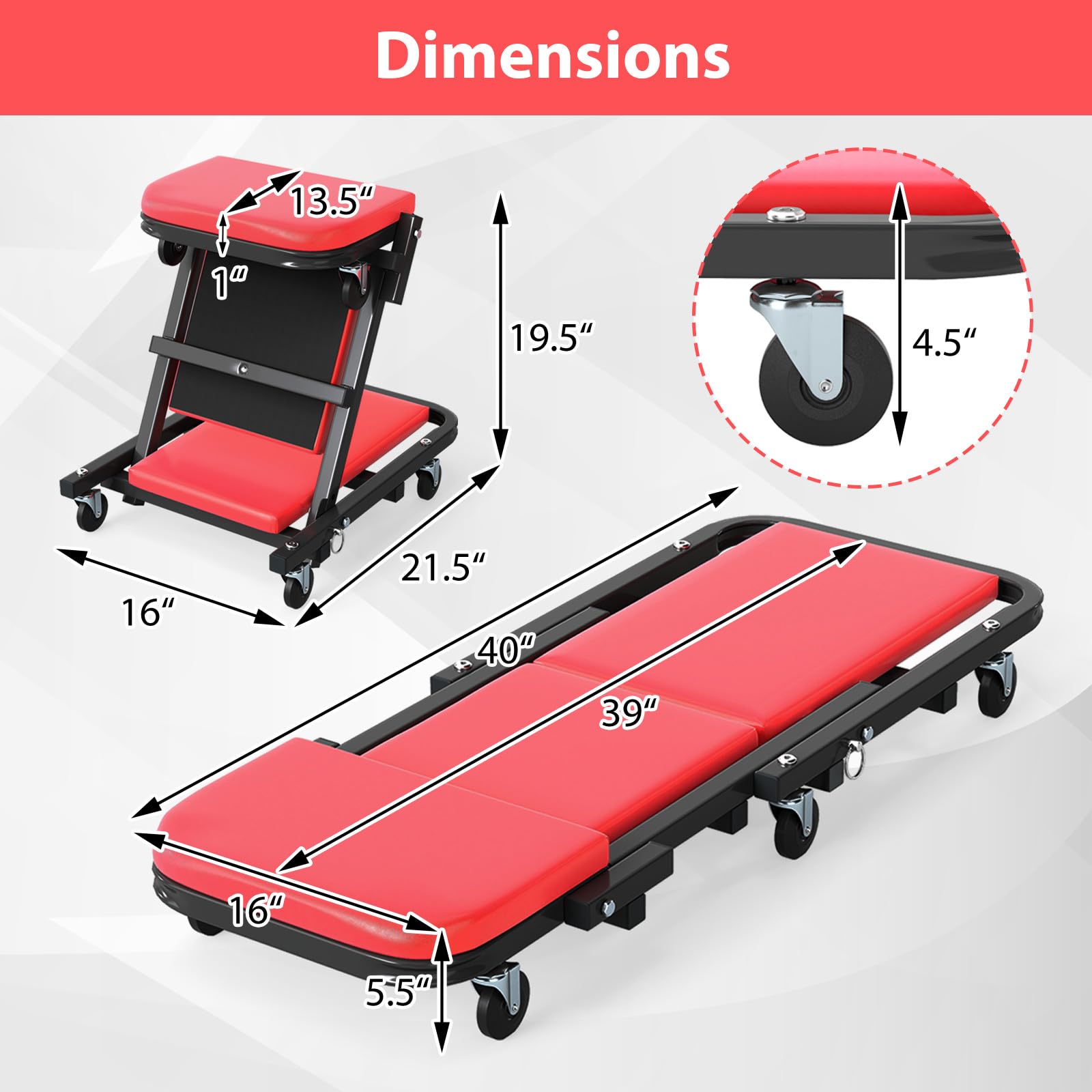 Crepi様 Amazon.com: Goplus 2-in-1 Z Creeper, 40 Inch 350LBS Foldable