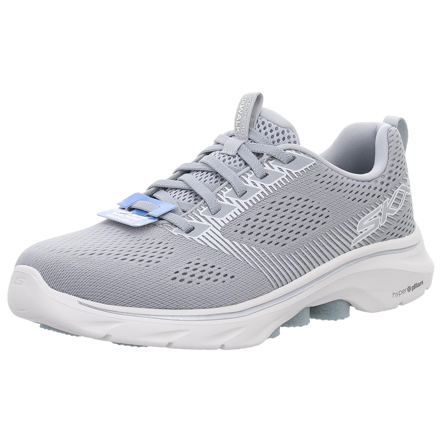 Skechers Women's Go Walk 7 Hailey Sneaker, Gray Textile/Silver Trim, 6.5 UK