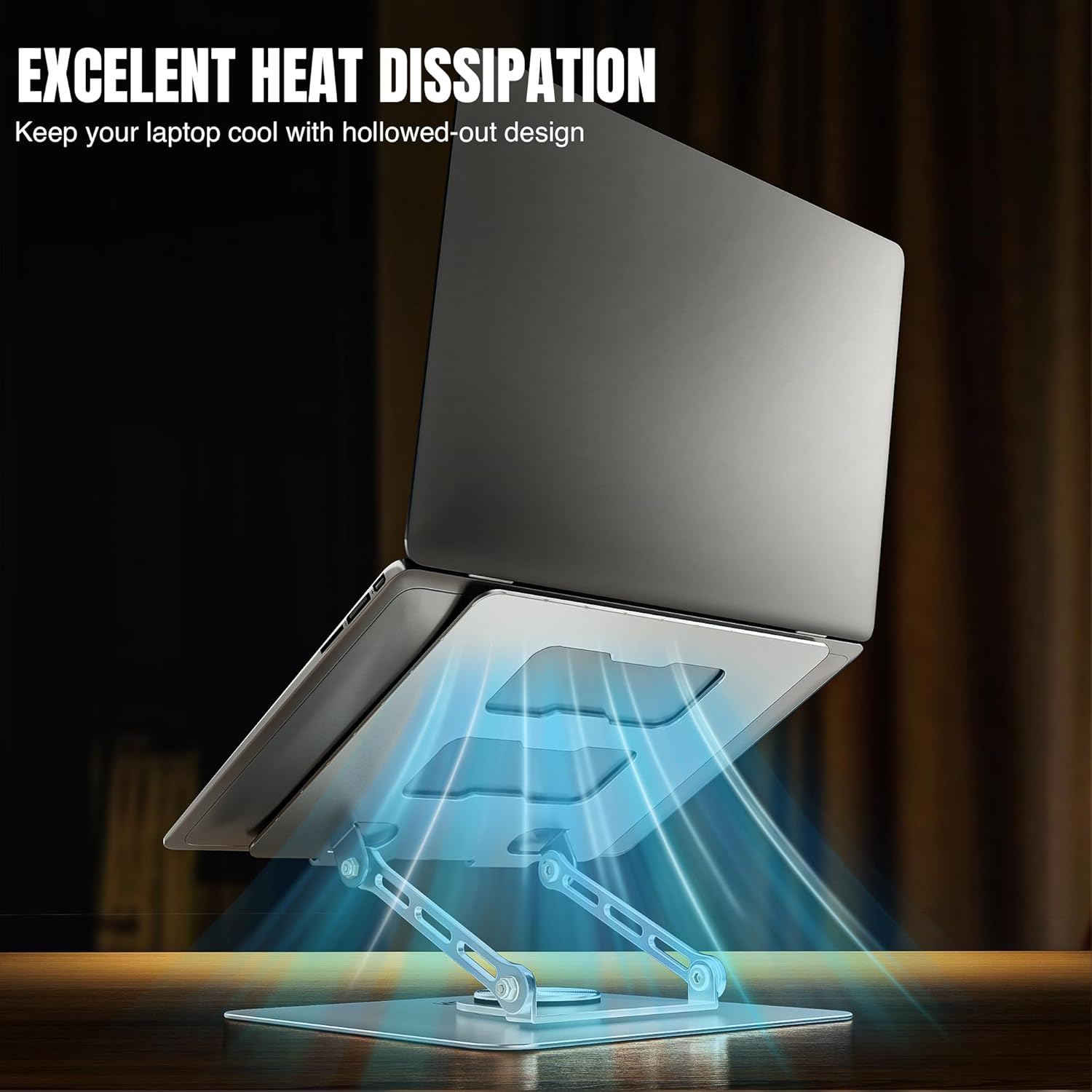 CLAW Lift Pro X11 Laptop Stand with 360° Rotating Base, Multi-Angle Adjustment, Heavy-Duty Steel Frame, Anti-Slip Silicone Pads, Foldable Design, Supports Up to 17-Inch Laptops & 8KG Load – Black 25