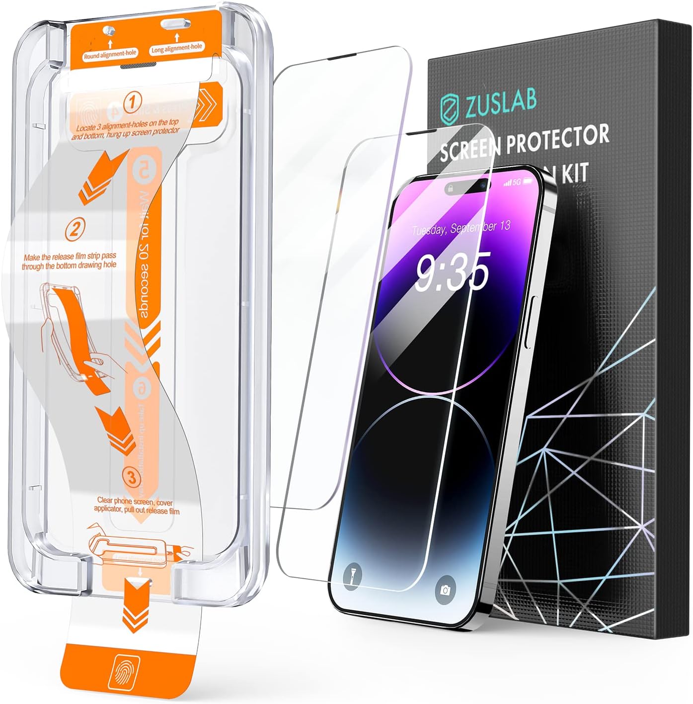 [2 Pack] ZUSLAB Screen Protector for iPhone 14 / 13 Pro / 13 Screen