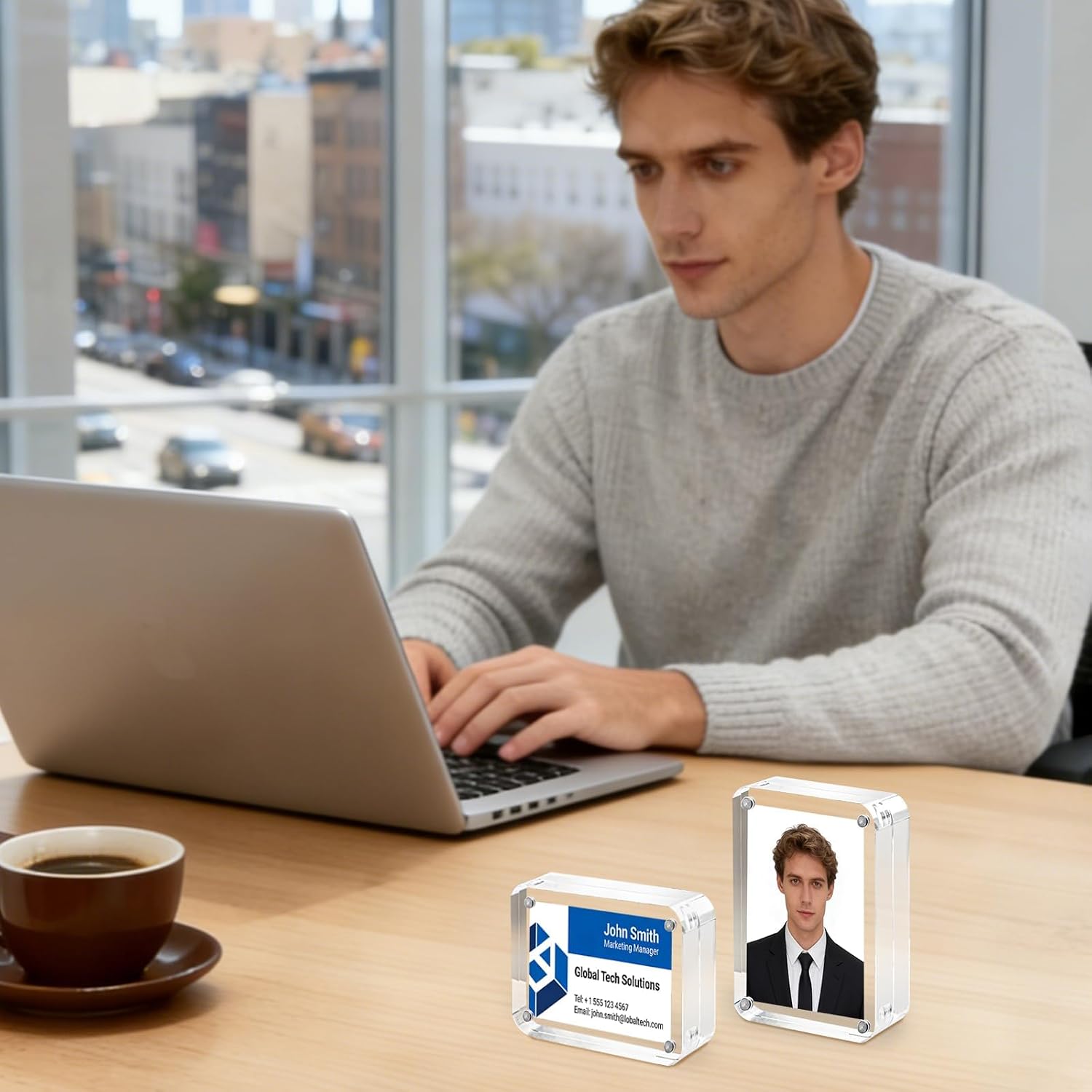 2x3 Picture Frame, 3 Packs Acrylic Mini Frames 2.5x3.5 inches Magnetic Wallet Size Picture Frames, Desktop Frameless Photo Display Holder Business Card Frame