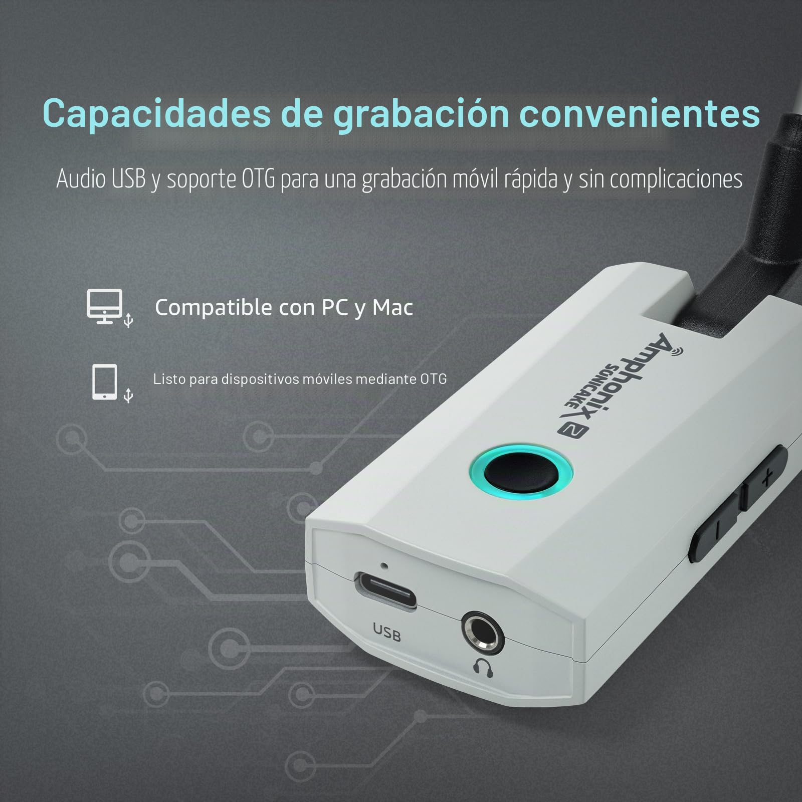 SONICAKE Amplificador para Guitarra con Auriculares 50 Presets de Fábrica, 9 Módulos de Efectos, BT, Control por App, Grabación de Audio USB Amphonix 2 QAP-50