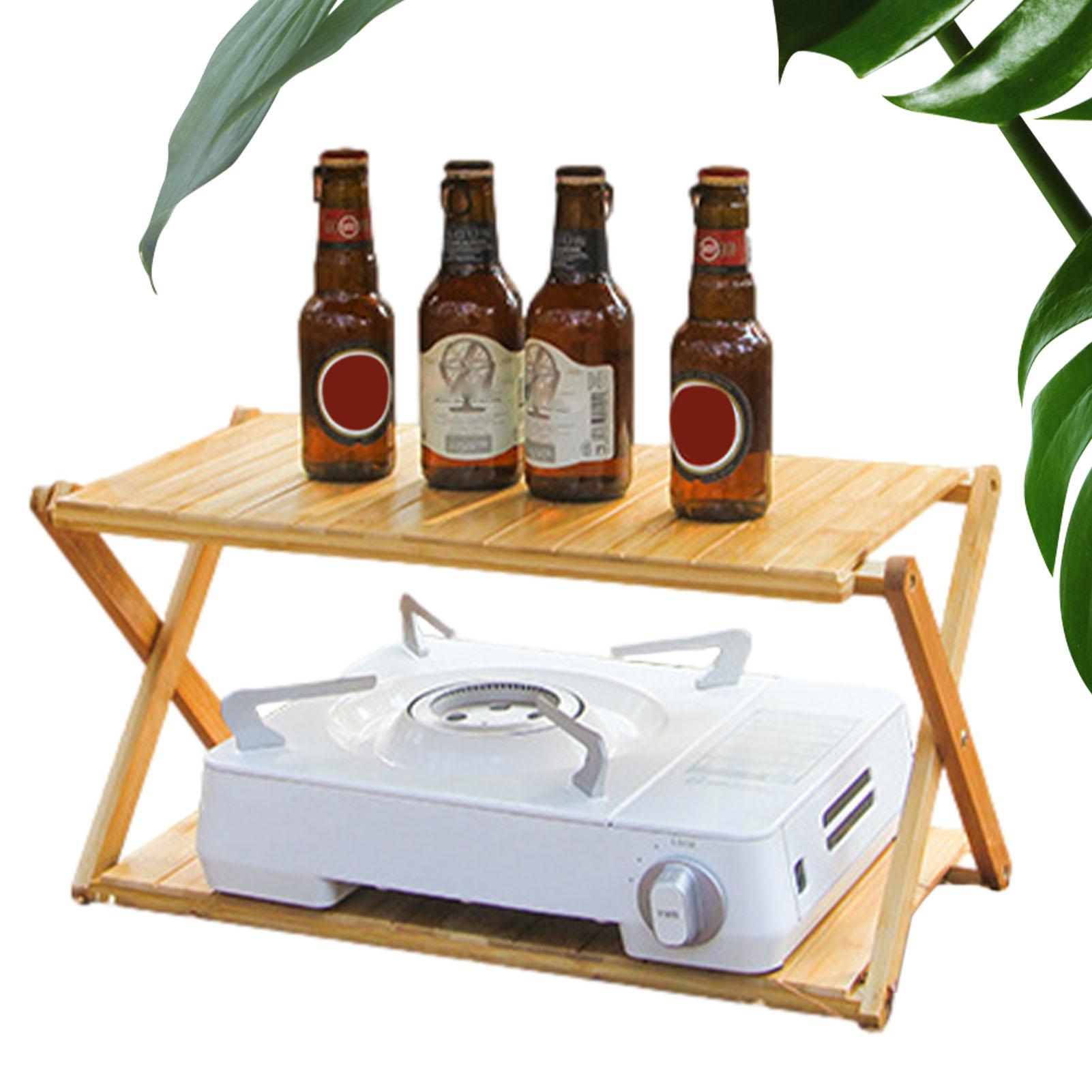 Étagère Pliante Rangement Camping Organisateur De Rangement Facile À | 2 Niveaux Support De Rangement Pliant Extérieur Salle De Bain, Accessoires De Camping Pour Livres, Divers, Cuisine