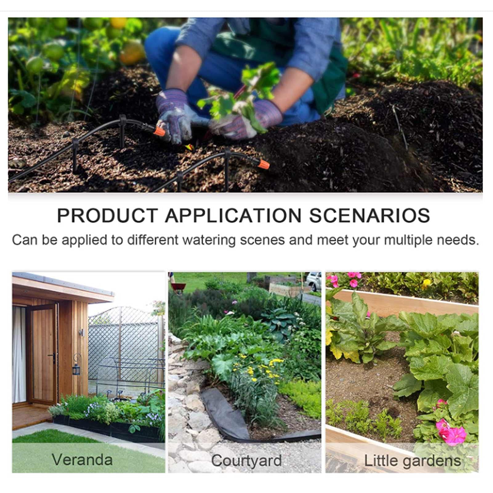 Kit di irrigazione a goccia 40M 4/7, di irrigazione per giardino con ugelli regolabili, kit di irrigazione automatica per serra, prato e orto con valvola a doppio scarico e