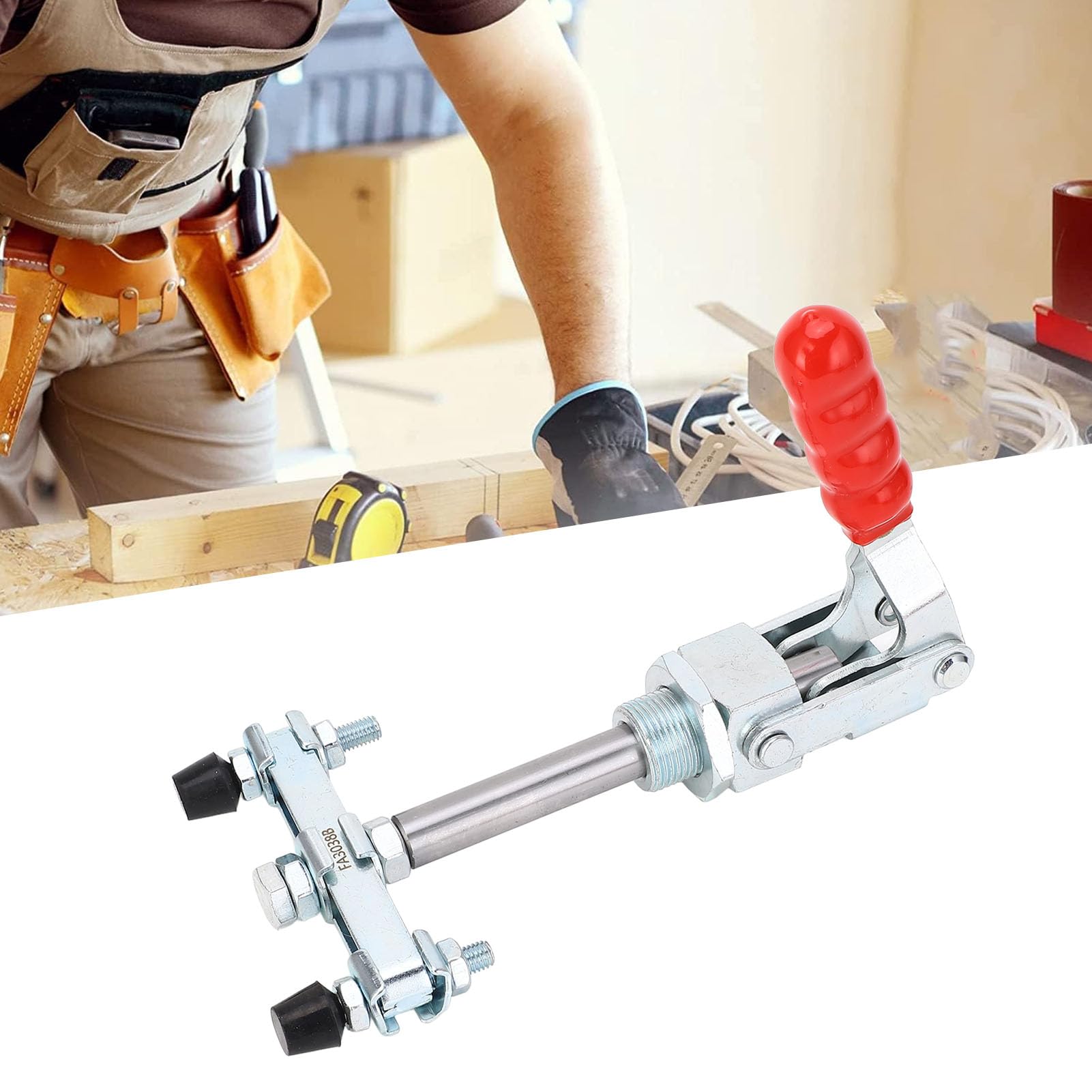 Push Pull Toggle Clamp, Double Headed 65.5mm Stroke 318kg Clamping Force Quick Release Clamp with Secure Clamping, Adjustable Heads, Ergonomic Design for Versatile Applications