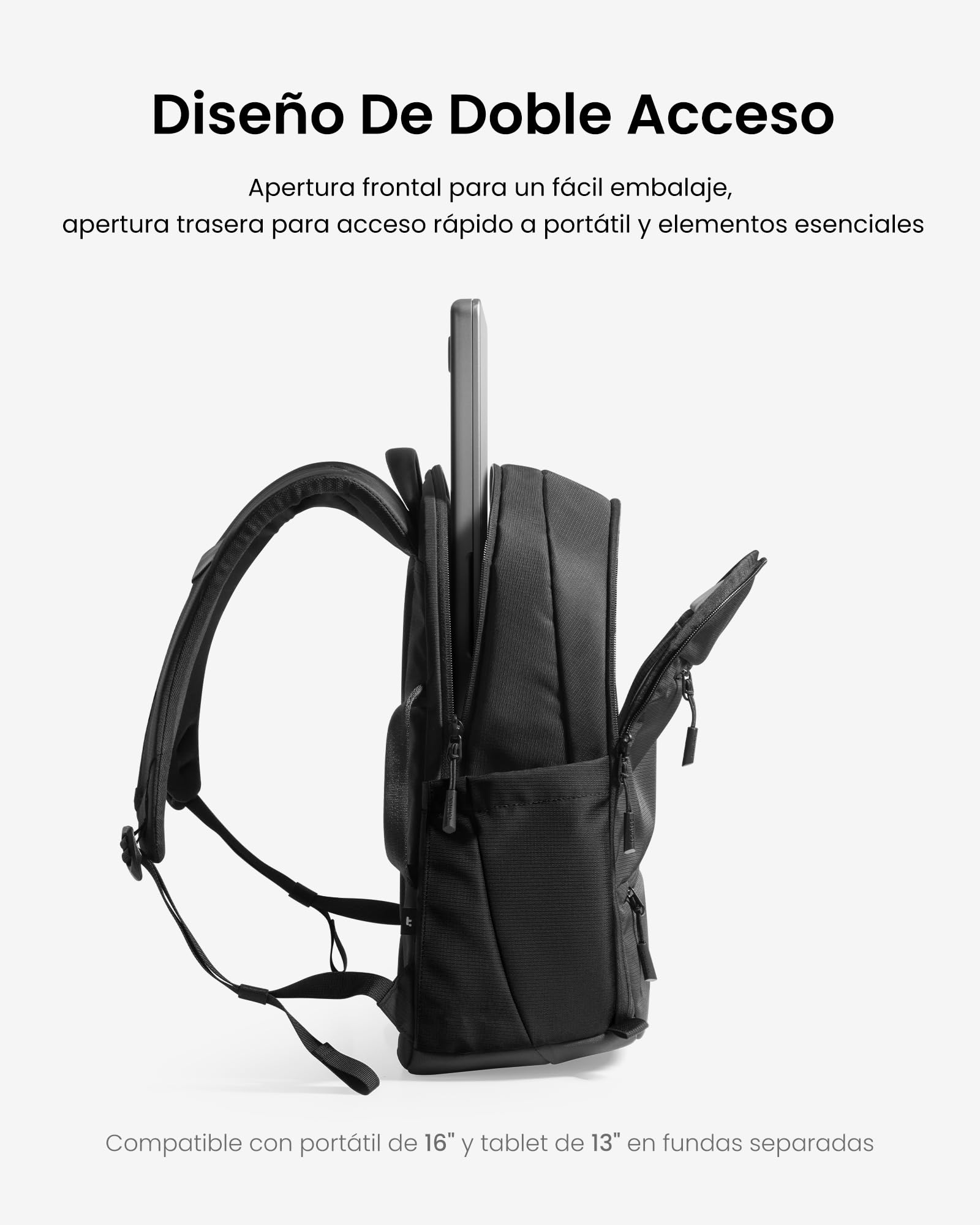 tomtoc Mochila Portatil 22L, Mochila Business Hombre Mujer para Portátil de 15,6-16 Pulgadas, Bolsa para Portátil Resistente a Salpicaduras, Mochila Trabajo para Oficina y Desplazamientos Diarios | Bolsa protectora organizada de trabajo para oficina, viaj