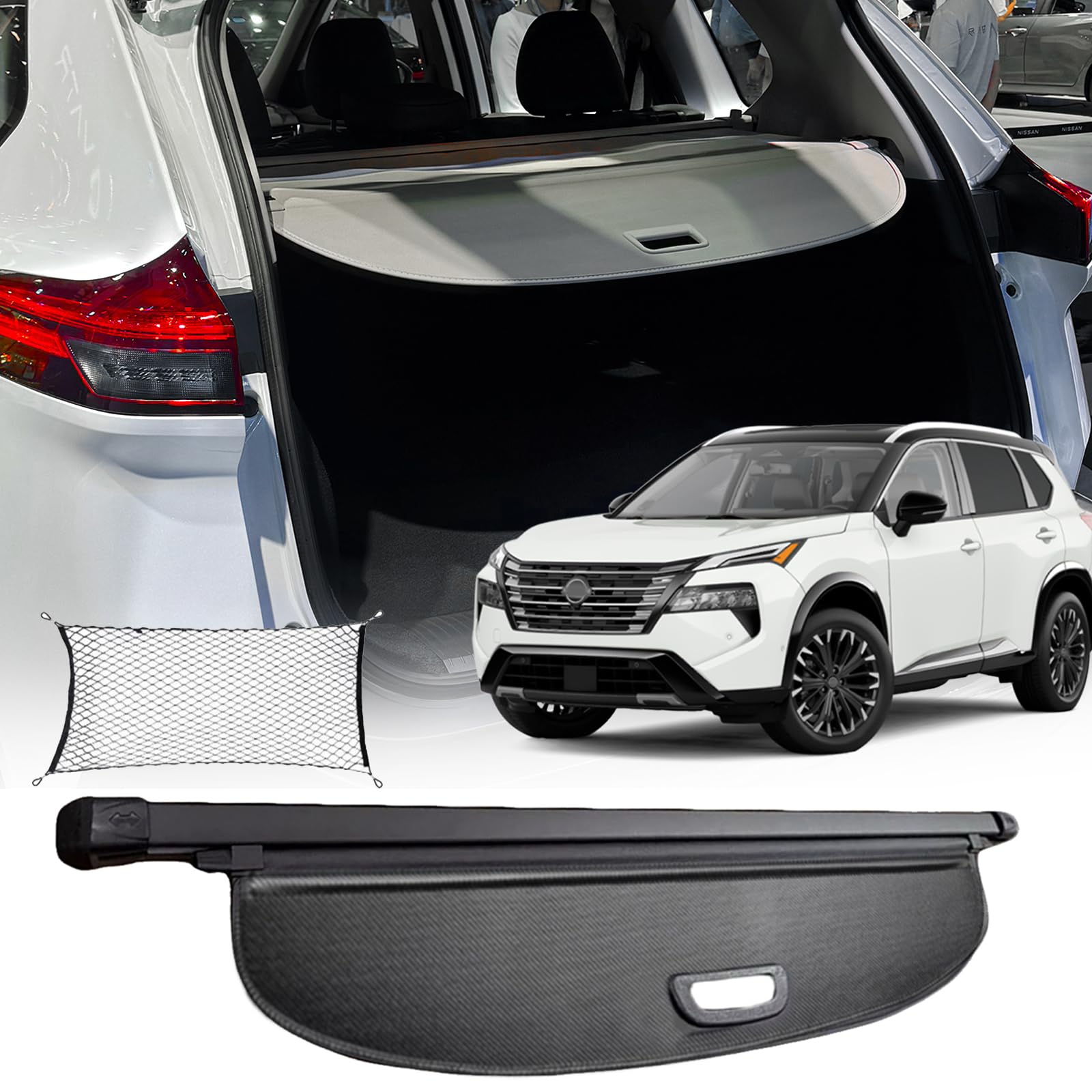 Cargo Cover for 2021-2026 Nissan Rogue Accessories S SV SL Platinum, Carbon Fiber Texture Retractable Trunk Cover Privacy Security Screen Luggage Shield Shade(Not for Rogue Sport/Select)