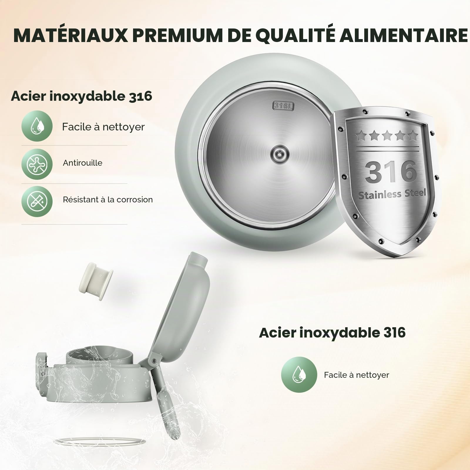 Chauffe-Biberon Portable 500ml, Chauffage Rapide, Inox 316 | 100W chauffe lait & eau, batterie 16000mAh, réglage précis 32-70°C, écran LED, anti-fuite pour maison & voyage