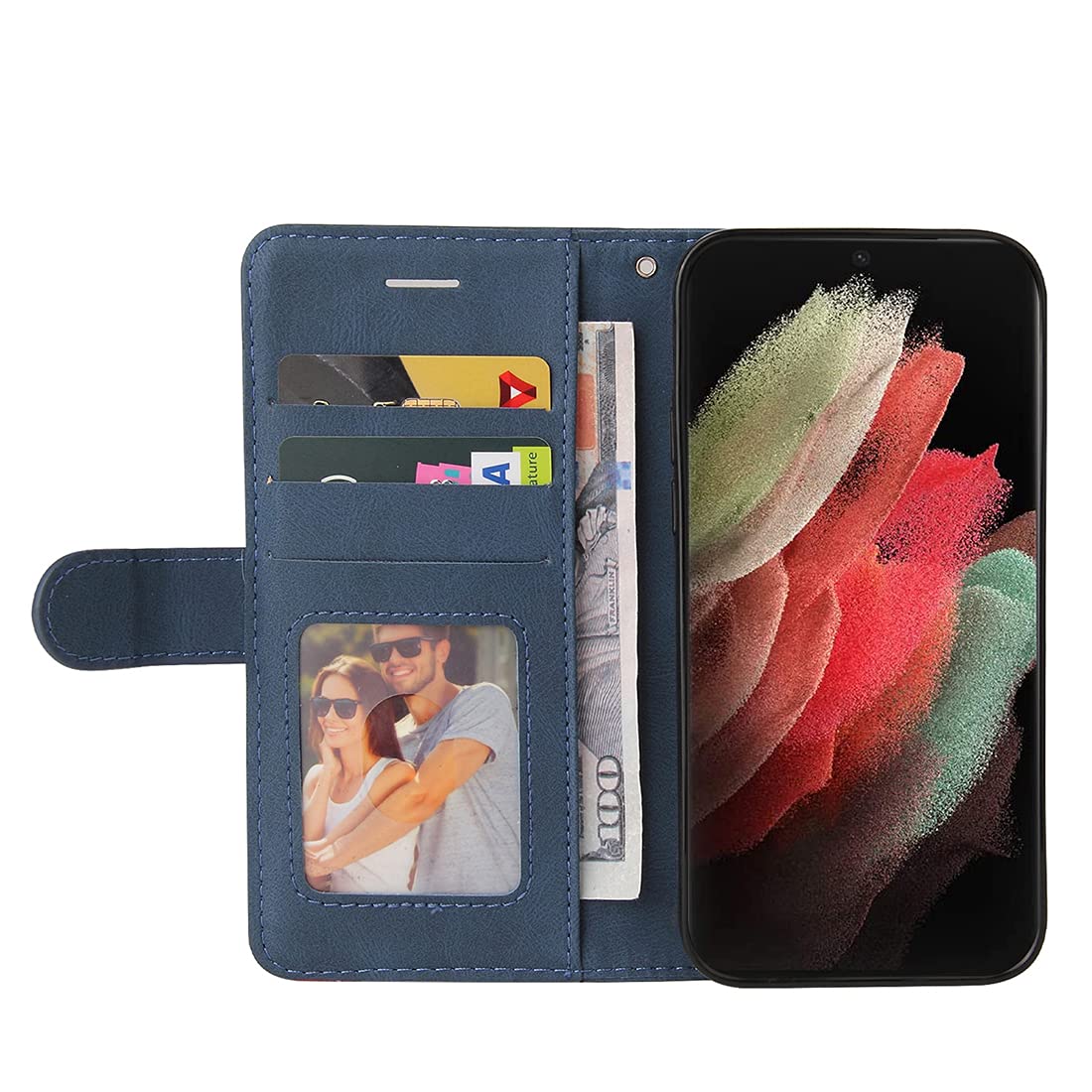 ZCDAYE Custodia A Portafoglio Per IPhone 13 Pro (6,1") - Pelle PU Con Slot Tessere, Supporto Magnetico E Cavalletto - Blu - 2