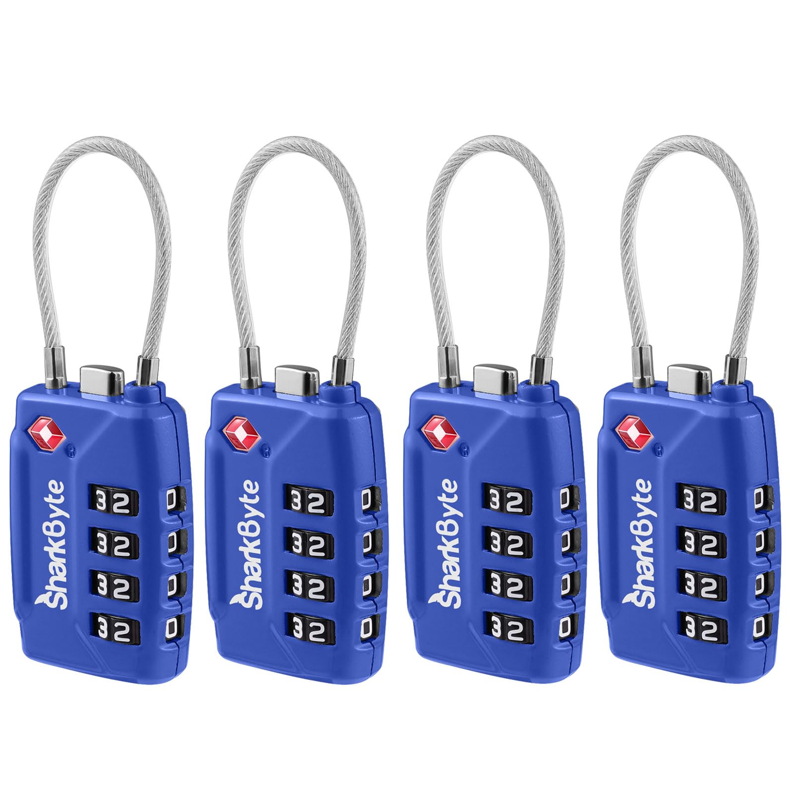 SharkByte Candados de maleta aprobados por la TSA, candado de combinación de seguridad de 4 esferas, candado de viaje de alambre flexible para maletas, cerraduras de equipaje, bolsa de viaje, gimnasio