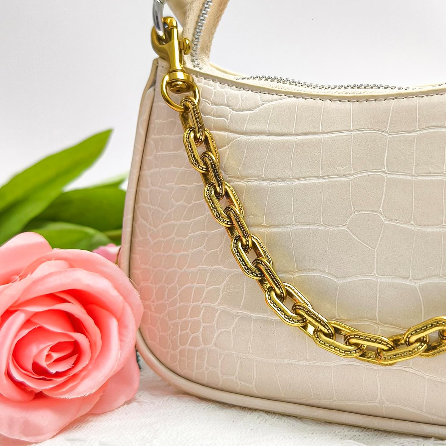 Vintage Gold Bag Charms Purse Extender Chain Floral Cute Wallet Keychain Accessories for Women's Handbags Bags &Jeans - Image 6