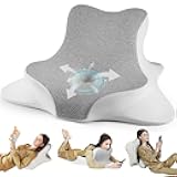 Reading Pillow for Bed, Lying, Leaning and Prone, Ergonomic Memory Foam Bed Wedge Pillow for Headboard, Chin & Back Support Pillows on Bedrest Couch Floor- Grey