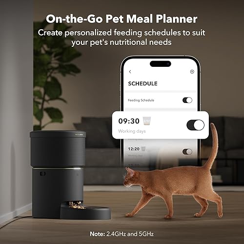 Miniatura 3 de Alimentadores automáticos para gatos, alimentador WiFi 5G para mascotas con almacenamiento de alimentos al vacío para alimentos secos para mascotas,