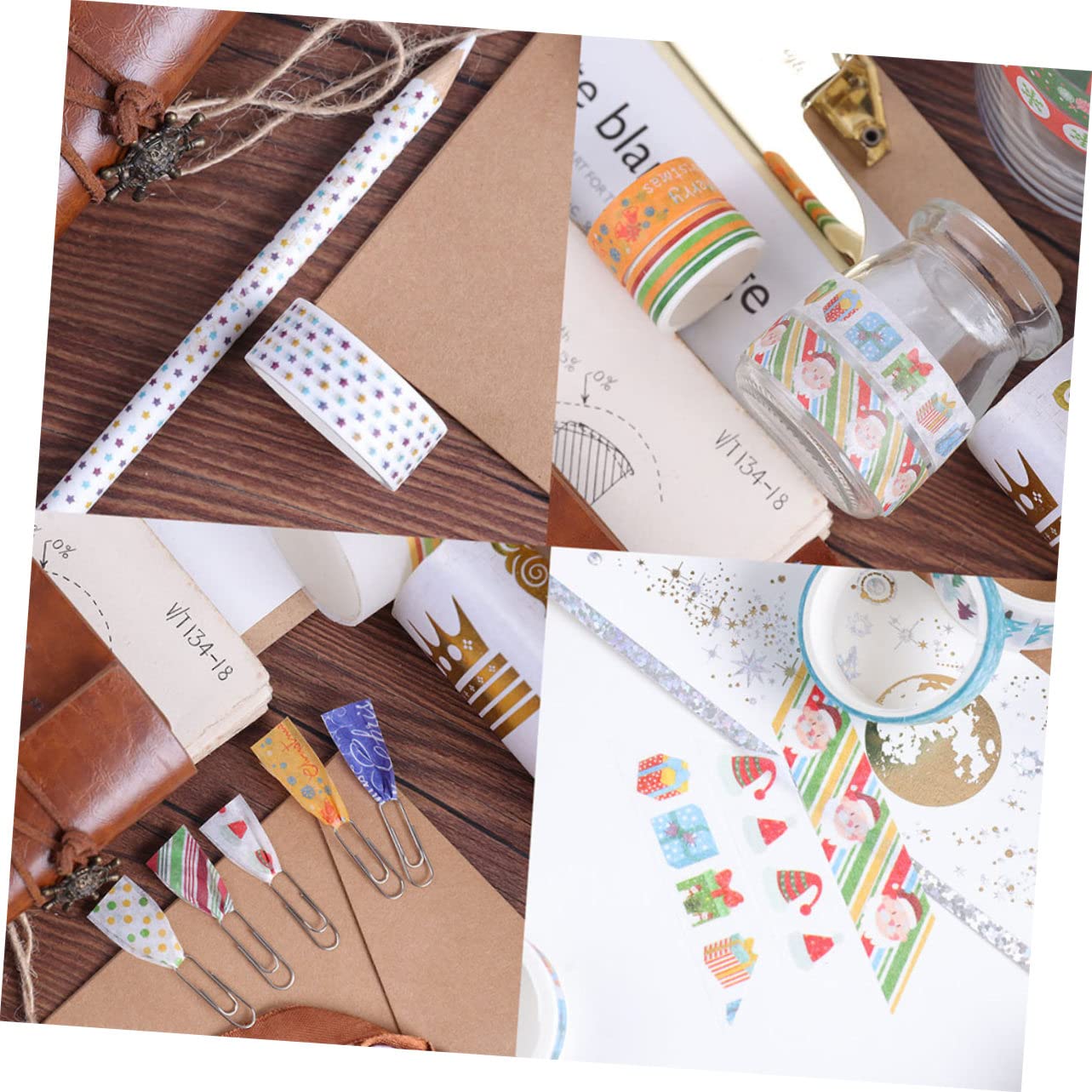 EXCEART 72rollos Cintas Adhesivas Washi De Navidad para Decoración De Scrapbooking y Manualidades Diseño Temático Festivo para Planificadores y Embalaje De