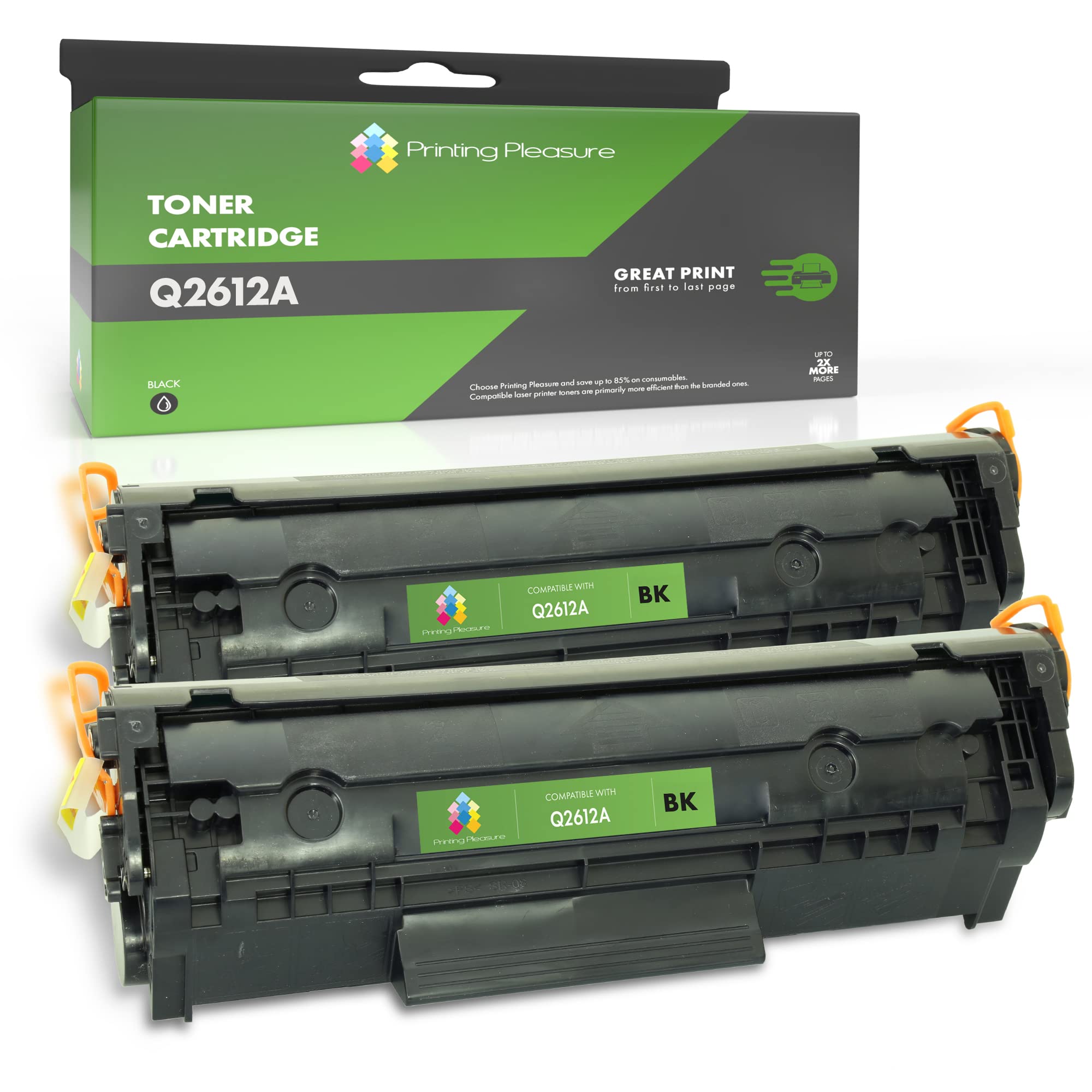 Q2612A Toner Cartridge Compatible with HP Laserjet 1010 1012 1015 1018 1020 1020 1022 1022N 1022nw 3015 3010 3020 3030 3050 3052 3055 M1005 MFP M1319 MFP Printers(Black,2-Pack)