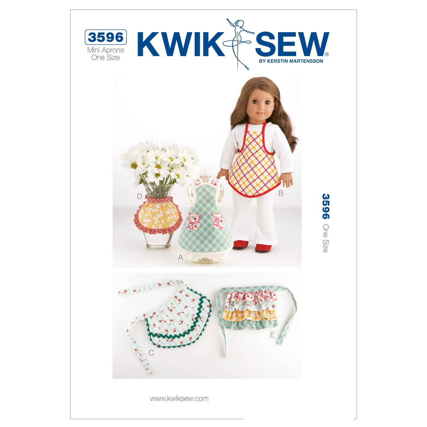 Kwik Sew Patterns K3596 Size One Size Mini Aprons, Pack of 1, White