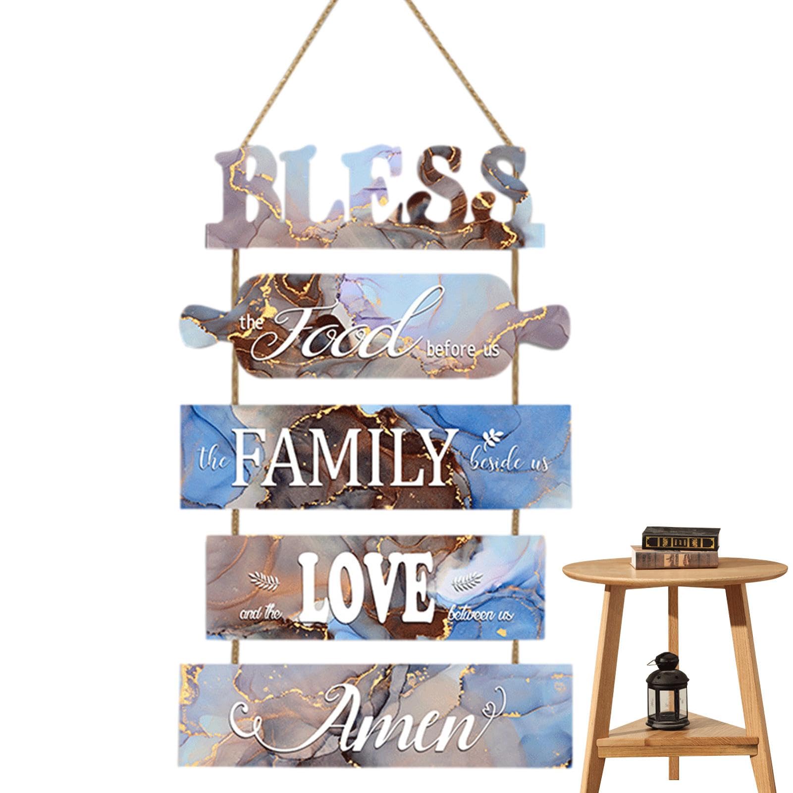 Placa decorativa de pared de cocina de granja, placa de pared sin comida | cartel de amor de familia, cartel de madera, decoración de para salón, dormitorio, exterior