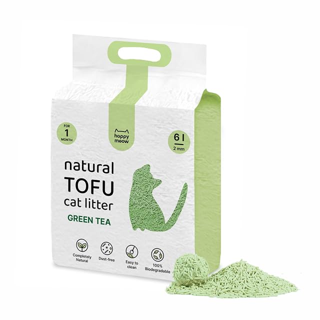 HAPPY MEOW Arena de Tofu para Gatos (6L / 2,5Kg) - Natural y Biodegradable
