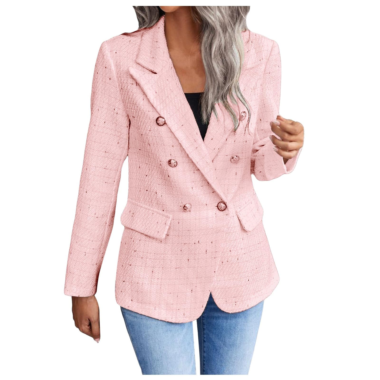 Blazer Elegante Donna, Giacca Elegante Casual Elegante con Cardigan Allentato Colletto Dentellato Giacca Senza Bottoni con Tasche Giacca da Abito Business Casuale Cardigan
