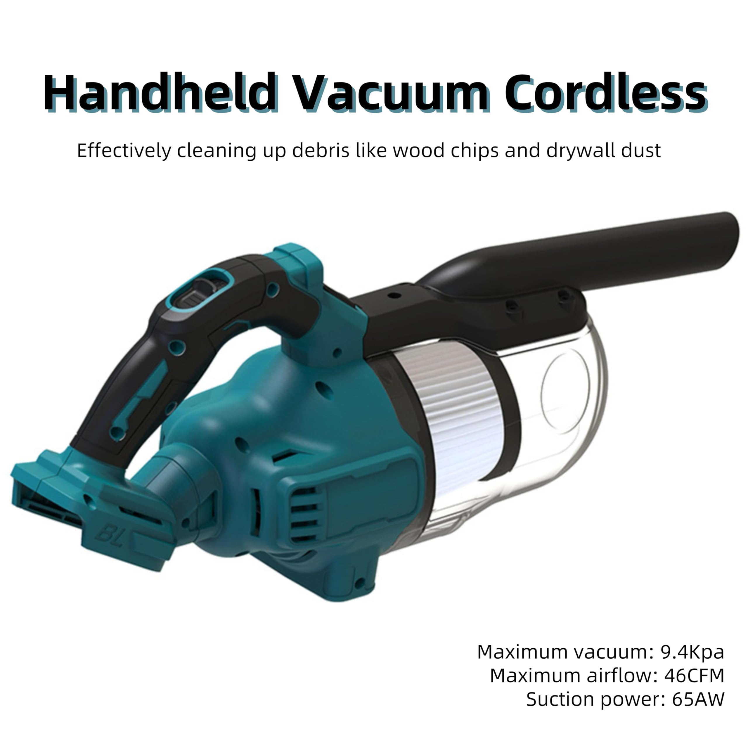 Lumirio Handheld Vacuum Cordless Compatible with Makiita 18V Battery, Battery-Powered Vacuum Cleaner, Powerful Wireless Vacuum with 3 HEPA Filter 4 Nozzle for Home Pet Hair Car Cleaning