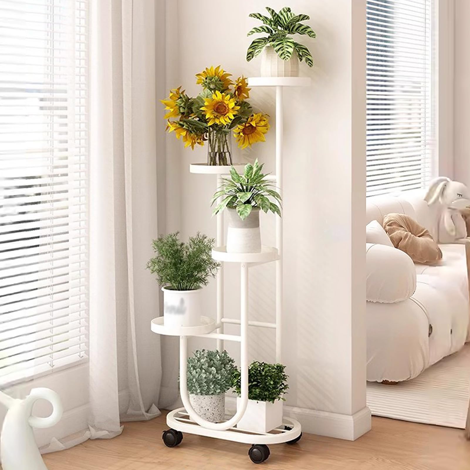 Support à plantes roulant en métal idéal pour végétaliser le salon, le balcon et la terrasse