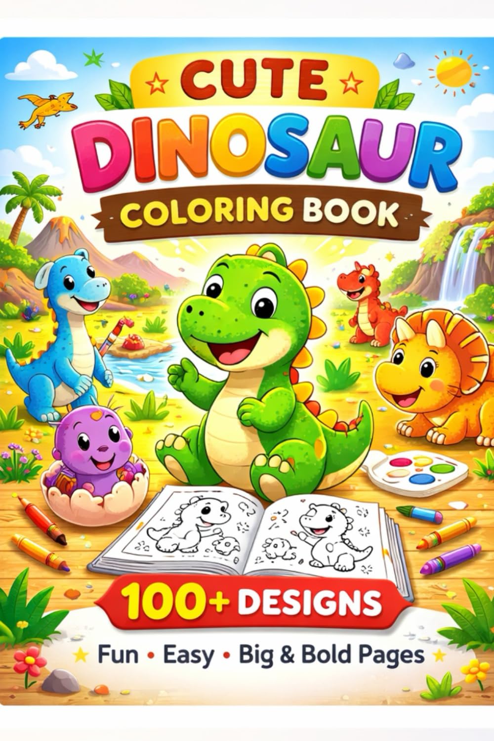 CUTE DINOSAUR COLORING BOOK: Cute & Friendly Dinosaurs to Color and Enjoy.