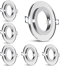 SSC-LUXon 6 Stück Design Glas Einbaustrahler rund spiegelnd mit Fassung für GU10 / Modul - Einbau Deckenleuchte Lochmaß 60-70mm