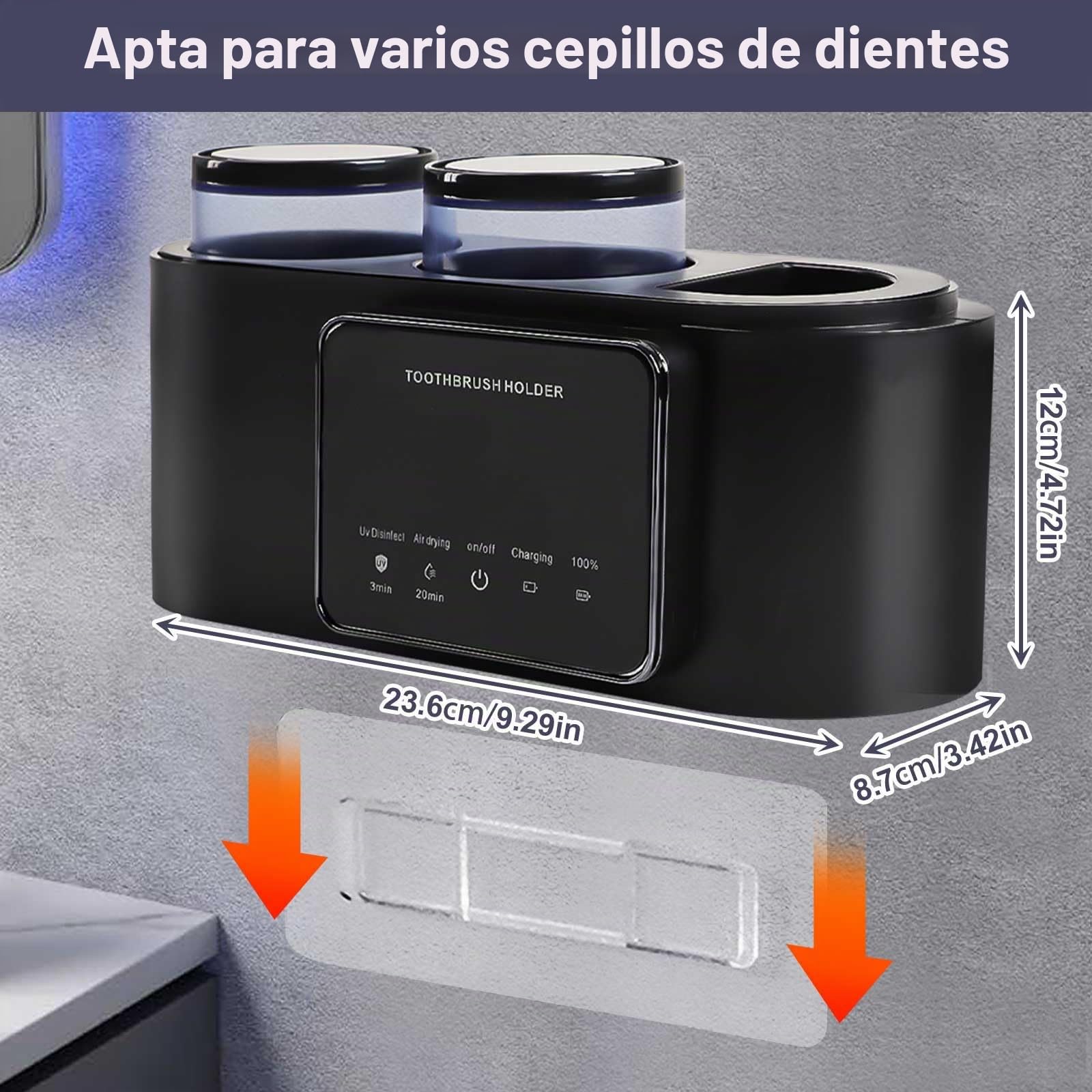 Desinfectante para Cepillo de Dientes UV para 4 Cepillos de Dientes, Esterilizador para Cepillo de Dientes Recargable por USB, Función de Temporizador Soporte Cepillos de Dientes para Baño