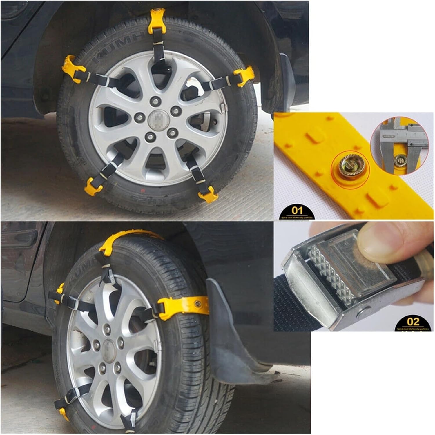 10PCS Motorcycle Snow Chain -skid Bracelets Belts Bands Off Road Nylon Urethane Watch Band Wheel Chain Car Tyre Snow Strap(Size S)