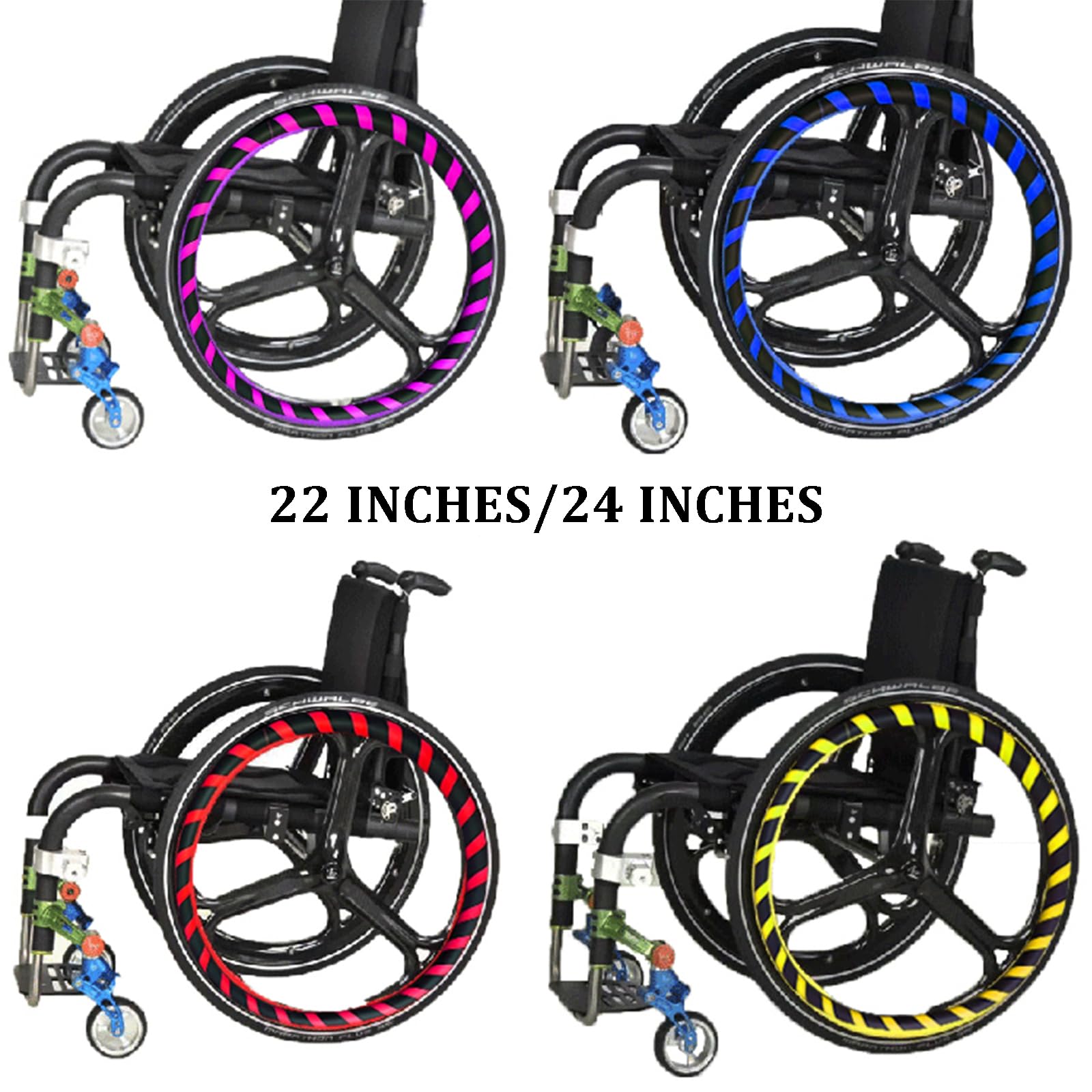 Cubiertas para llantas de silla de ruedas de 22/24 pulgadas, antideslizantes y resistentes al desgaste, cubierta para rueda trasera de silla de ruedas manual para mejorar el agarre y la tracción, B,