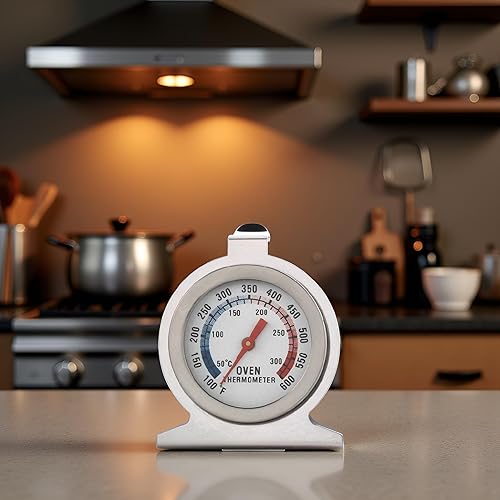 Miniatura 3 de Termómetro plateado para horno, 122.0-572.0 °F/100-600°F, termómetro de acero inoxidable de lectura instantánea, termómetro de cocina de cocina con