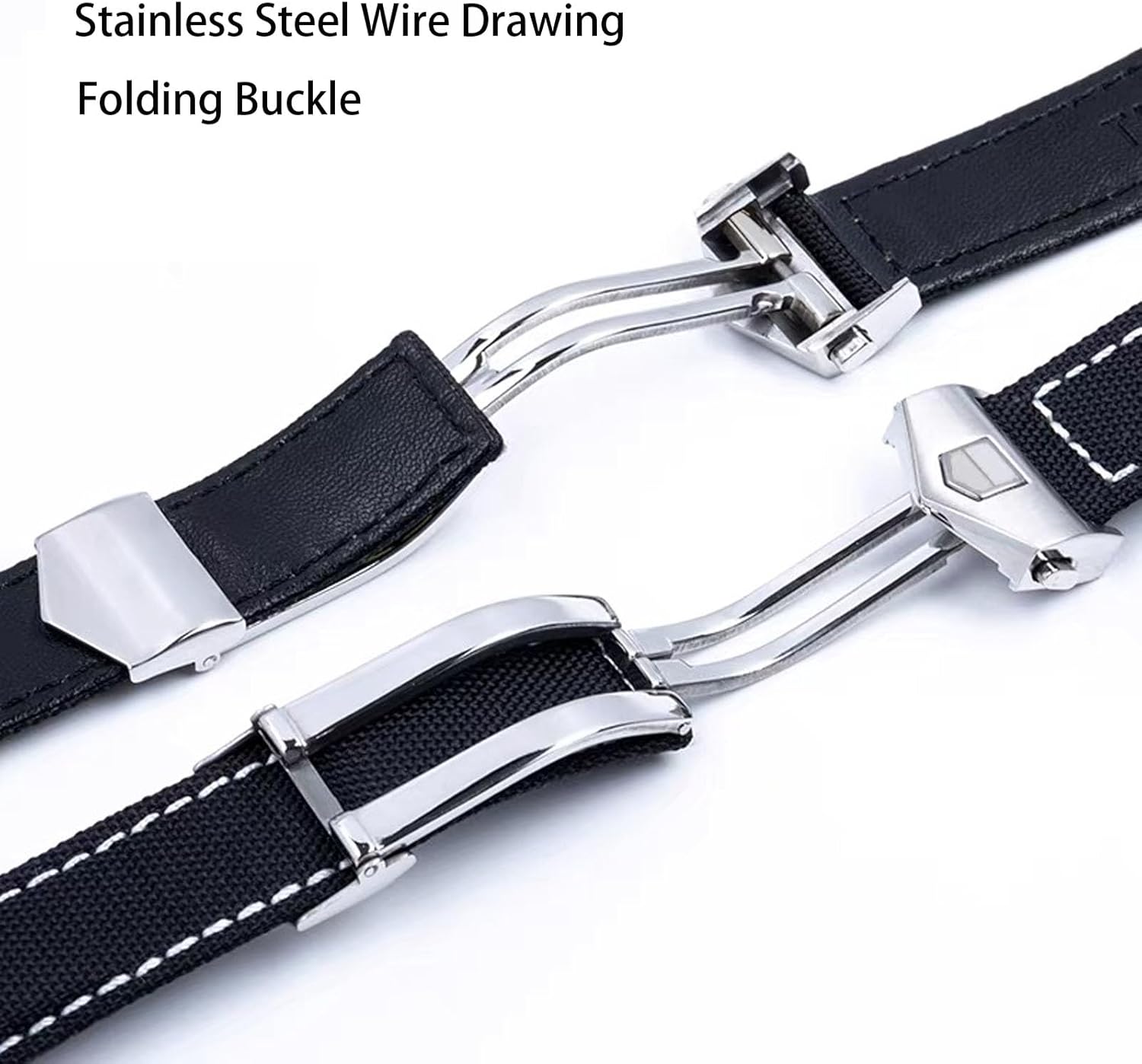 Nylon Leather Watch Band Quick Release Waterproof Oxford Fiber Nylon Genuine Leather Deployant Watch Band Strap Nylon Leather Universal Replacement Bracelet Strap 20mm 22mm for Men Women