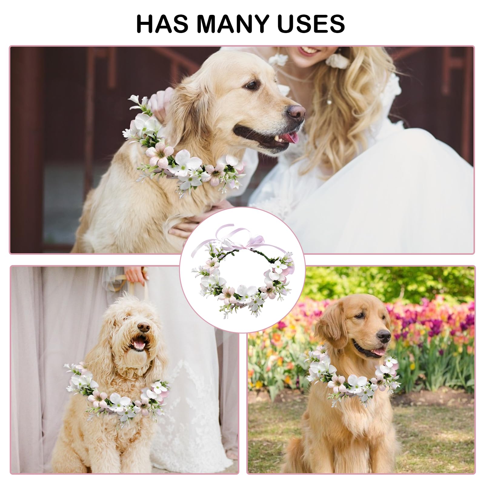 YIZWINS Hunde Hochzeits Blumenhalsband, Blumenkranz Kopfschmuck, Haarkranz  Blumen, Fliege fr Hunde, Hund Hochzeit, Schleife Hund, Blumenkranz  Schleife Haustier Blumenring fr Foto Requisiten : Amazon.de: Haustier