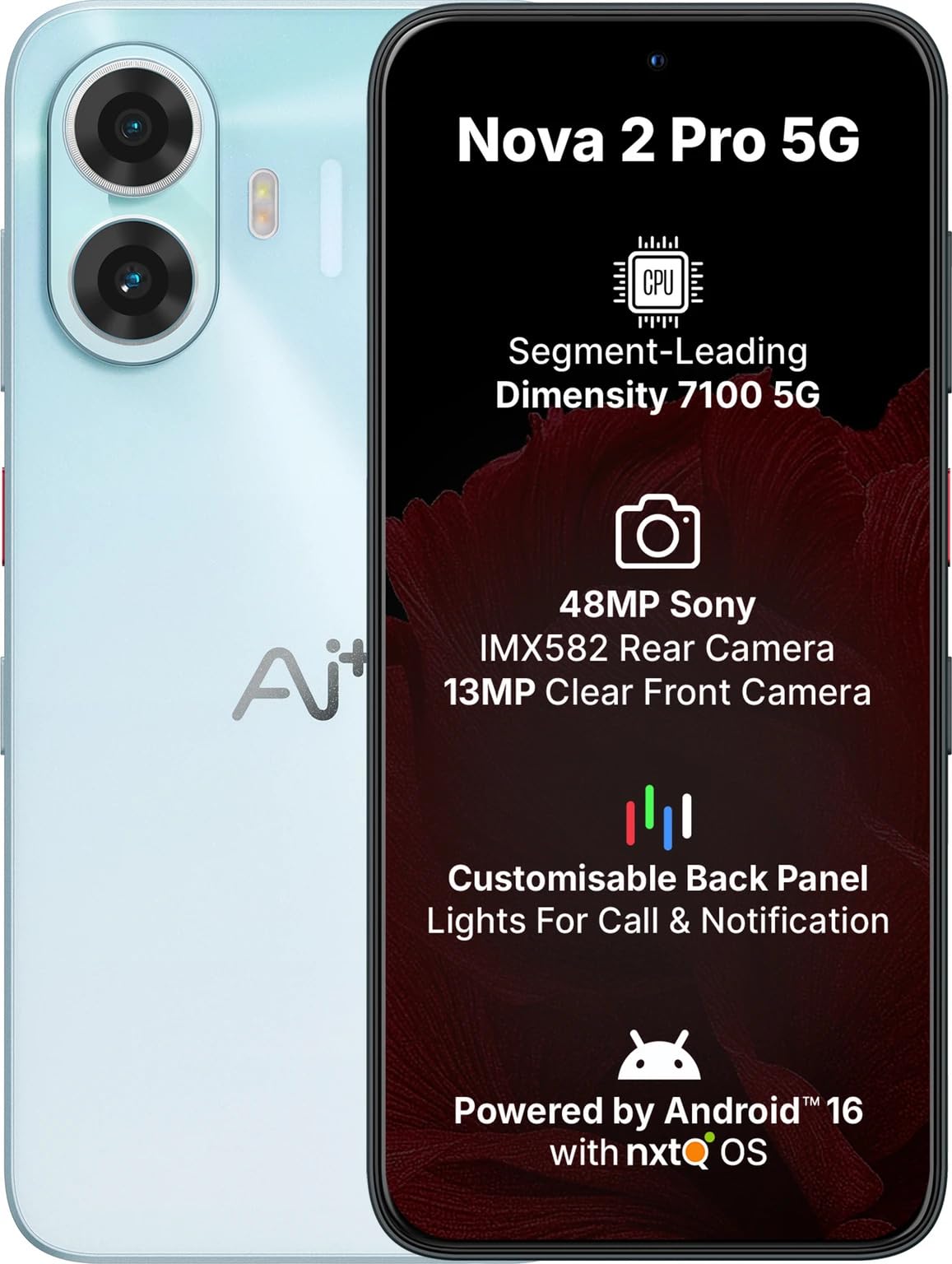 AI+ Nova 2 Pro 5G (6GB RAM,128GB) Smartphone (Blue, 6, GB) | 48MP IMX582 Camera, Android 16 with nxtO OS, Customisable Back Panel-image-41