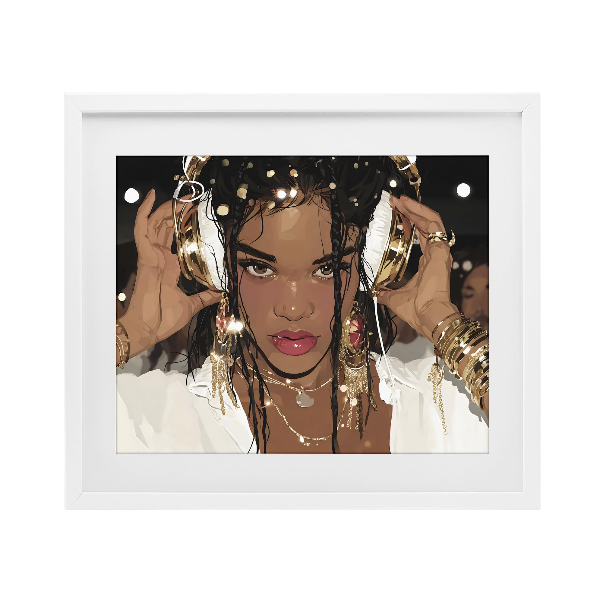 Portrait glamour de casque doré, 43,2 x 53,3 cm, encadré sous verre