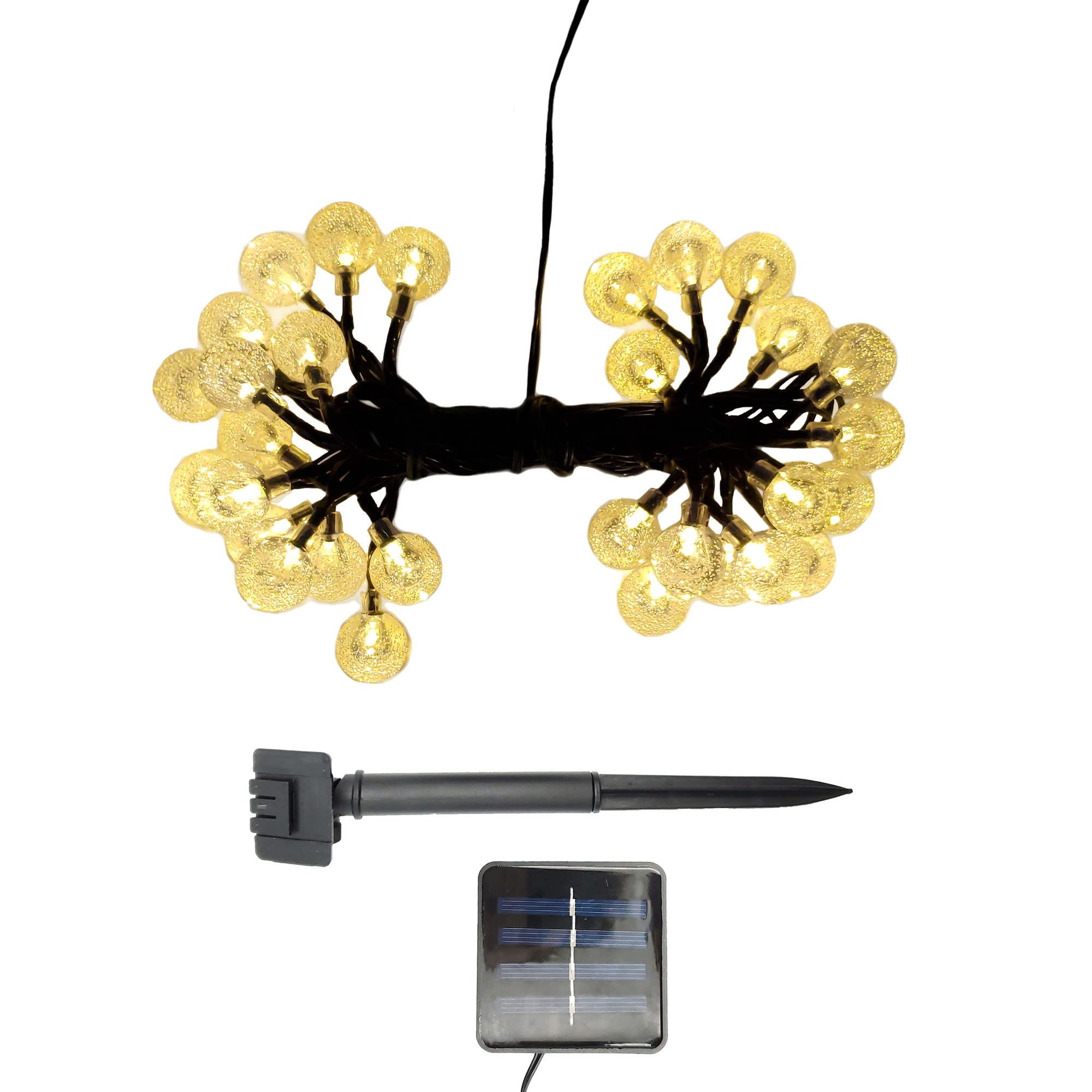 LumaBase Solar Powered Crystal Ball String Lights - Soft White