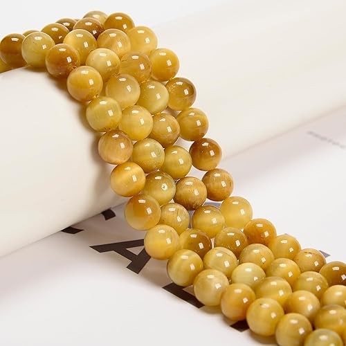 Miniatura 2 de 74 cuentas de piedra natural de ojo de tigre dorado de 0.394 pulgadas (2 hebrasjuego) de 0.394 pulgadas (2 hebrasjuego) de piedras preciosas redondas