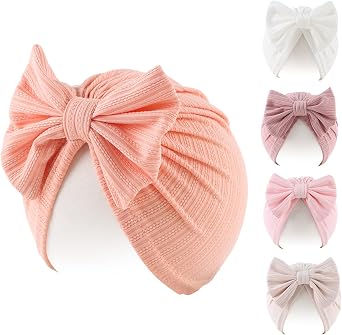 Peecabe Cotton Newborn Baby Girl Hospital Hat Infant Caps Bow Baby Beanie Hats for Girls Spring Summer 0-36 Months